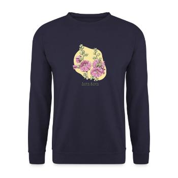 Dessin botanique rose mauve - Sweat-shirt Unisexe - marine - Devant - Alina (178cm) & Michal (187cm)