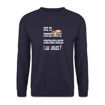 EN RAISON DE CIRCONSTANCES MALHEUREUSES, JE SUIS RÉVEILLÉ! CHAT - Sweat-shirt Unisexe - marine - Devant - Alina (178cm) & Michal (187cm)