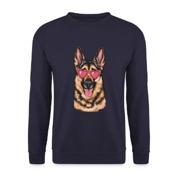 Berger allemand cool avec lunettes de soleil - Sweat-shirt Unisexe - marine - Devant - Alina (178cm) & Michal (187cm)