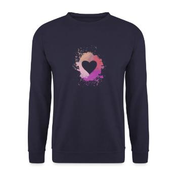 cœur, coloré, pastel, peinture, aquarelle, rose, beige - Sweat-shirt Unisexe - marine - Devant - Alina (178cm) & Michal (187cm)