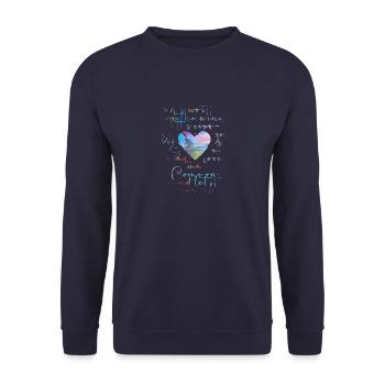 heart,writing,beige,text,watercolor,painting - Unisex Sweatshirt - navy - Front - Alina (178cm) & Michal (187cm)
