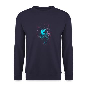 pigeons, sourds, oiseaux, troupeaux d’oiseaux, colorés, graffitis, - Sweat-shirt Unisexe - marine - Devant - Alina (178cm) & Michal (187cm)