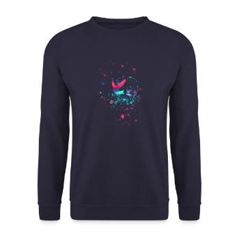 pigeons, sourds, oiseaux, troupeaux d’oiseaux, colorés, graffitis, - Sweat-shirt Unisexe - marine - Devant - Alina (178cm) & Michal (187cm)
