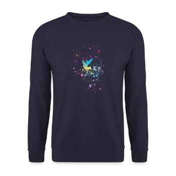 pigeons, sourds, oiseaux, troupeaux d’oiseaux, colorés, graffitis, - Sweat-shirt Unisexe - marine - Devant - Alina (178cm) & Michal (187cm)