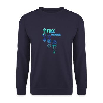 free religion,symbols,religion,cross,colorful - Unisex Sweatshirt - navy - Front - Alina (178cm) & Michal (187cm)