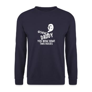 Cadeau papa bébé maman patron - Sweat-shirt Unisexe - marine - Devant - Alina (178cm) & Michal (187cm)