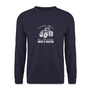 Farmer kids tractor gift · driving tractor - Unisex Sweatshirt - navy - Front - Alina (178cm) & Michal (187cm)