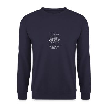 Programmer l’informatique cadeau · Linux - Sweat-shirt Unisexe - marine - Devant - Alina (178cm) & Michal (187cm)