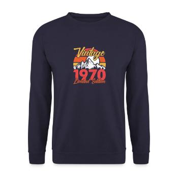 Siebzieger 70s 1970s Gift · Vintage 1970 - Unisex Sweatshirt - navy - Front - Alina (178cm) & Michal (187cm)