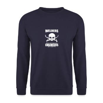 Welder Welder Gift · Heroes - Unisex Sweatshirt - navy - Front - Alina (178cm) & Michal (187cm)