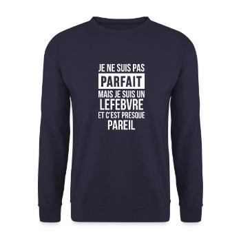 Nom de Famille - LEFEBVRE - Sweat-shirt Unisexe - marine - Devant - Alina (178cm) & Michal (187cm)