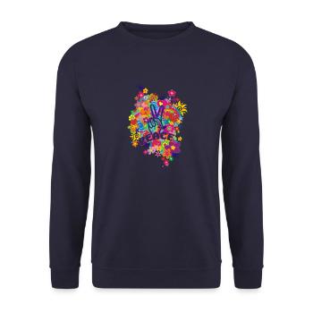 NOUVEAU RAINBOW FLOWER POWER - PAIX - Sweat-shirt Unisexe - marine - Devant - Alina (178cm) & Michal (187cm)