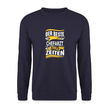 CHEFARZT - Unisex Pullover - Navy - Vorne - Alina (178cm) & Michal (187cm)
