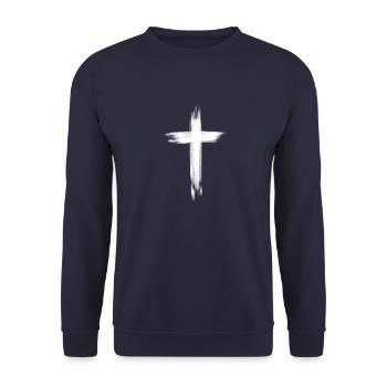 Cross white - Unisex Sweatshirt - navy - Front - Alina (178cm) & Michal (187cm)