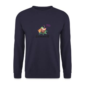 Coconut Summer with flower and fruits and straw - Sweat-shirt Unisexe - marine - Devant - Alina (178cm) & Michal (187cm)
