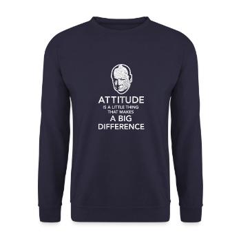 Churchill Zitat über Haltung - Unisex Pullover - Navy - Vorne - Alina (178cm) & Michal (187cm)