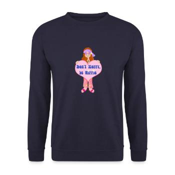 MÄDCHEN HIPPIE Din A1 - Unisex Pullover - Navy - Vorne - Alina (178cm) & Michal (187cm)
