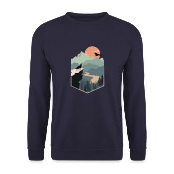 Endless Landscape - Unisex Pullover - Navy - Vorne - Alina (178cm) & Michal (187cm)