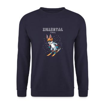 Zillertal Tirol Österreich Retro Ski Hase - Unisex Pullover - Navy - Vorne - Alina (178cm) & Michal (187cm)