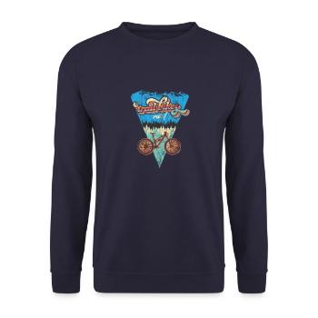 trail bikes rule washed and worn - Unisex Sweatshirt - navy - Front - Alina (178cm) & Michal (187cm)