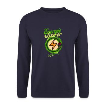 Energie Sparer Statement Design - Save Energy! - Unisex Pullover - Navy - Vorne - Alina (178cm) & Michal (187cm)