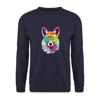 Rhas der Kojote - Unisex Pullover - Navy - Vorne - Alina (178cm) & Michal (187cm)