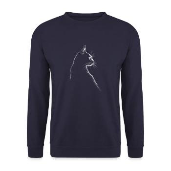 Silhouette of a cat - Unisex Sweatshirt - navy - Front - Alina (178cm) & Michal (187cm)