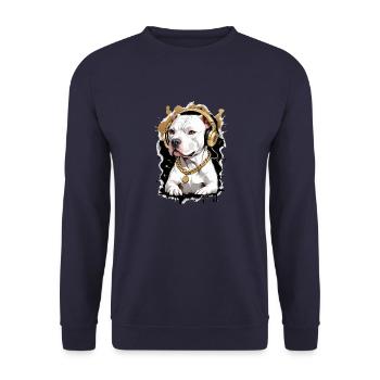 Chien bouledogue avec écouteurs - Sweat-shirt Unisexe - marine - Devant - Alina (178cm) & Michal (187cm)