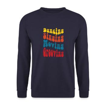 Dancing Singing Moving Grooving - DJing - Unisex Pullover - Navy - Vorne - Alina (178cm) & Michal (187cm)