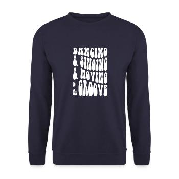 Dancing Singing Moving Grooving - DJing - white - Unisex Pullover - Navy - Vorne - Alina (178cm) & Michal (187cm)