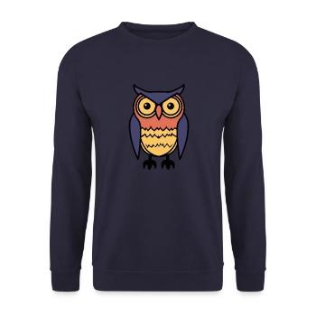 Eule Halloween Tier - Unisex Pullover - Navy - Vorne - Alina (178cm) & Michal (187cm)