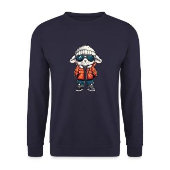Schaf Winter - Unisex Pullover - Navy - Vorne - Alina (178cm) & Michal (187cm)
