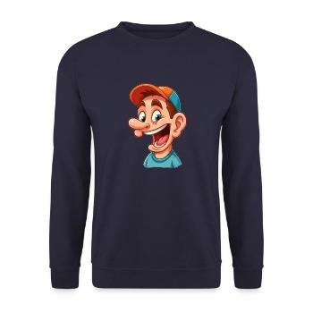 Lustiger Dude mit Cappy - Unisex Pullover - Navy - Vorne - Alina (178cm) & Michal (187cm)