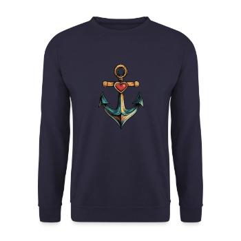 Anker Herz - Unisex Pullover - Navy - Vorne - Alina (178cm) & Michal (187cm)