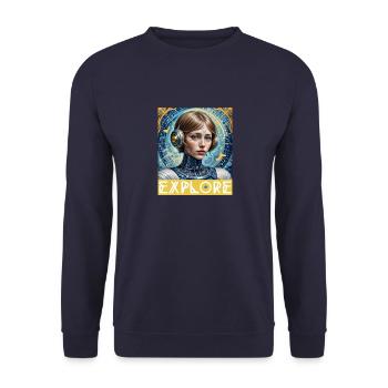 Trauen Sie sich, auf Entdeckungsreise zu gehen - Unisex Pullover - Navy - Vorne - Alina (178cm) & Michal (187cm)