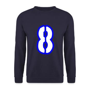 8 Zahl Symbol - Unisex Pullover - Navy - Vorne - Alina (178cm) & Michal (187cm)