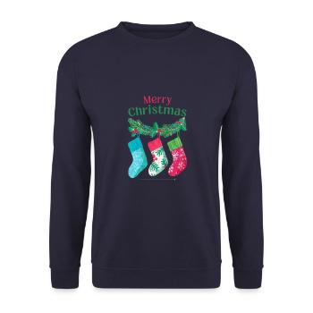 Merry Christmas - Unisex Pullover - Navy - Vorne - Alina (178cm) & Michal (187cm)