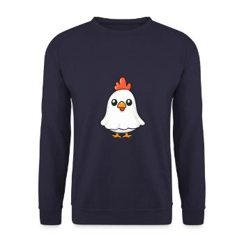 Hahn Halloween Lustig Geist - Unisex Pullover - Navy - Vorne - Alina (178cm) & Michal (187cm)