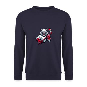 Chat jouant au hockey Drôle de joueur de hockey sur glace - Sweat-shirt Unisexe - marine - Devant - Alina (178cm) & Michal (187cm)