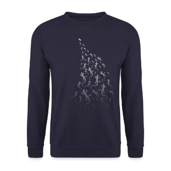 Gecko vs Dragonfly - Unisex Sweatshirt - navy - Front - Alina (178cm) & Michal (187cm)