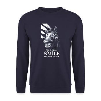 Life is short, smile while you still have teeth - Unisex Sweatshirt - navy - Front - Alina (178cm) & Michal (187cm)