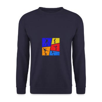 Vintage Einrad - Unisex Pullover - Navy - Vorne - Alina (178cm) & Michal (187cm)