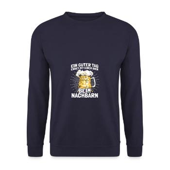 Ein guter Tag Nachbar Nachbarschaft - Unisex Pullover - Navy - Vorne - Alina (178cm) & Michal (187cm)