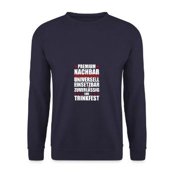 Premium Nachbar Nachbarschaft Nachbarn - Unisex Pullover - Navy - Vorne - Alina (178cm) & Michal (187cm)