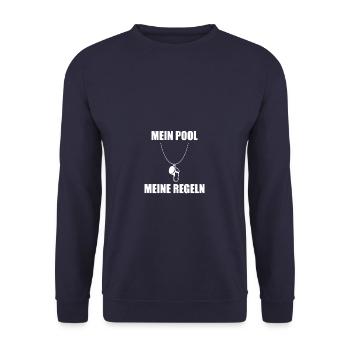 Mein Pool meine Regeln Bademeister Schwimmmeister - Unisex Pullover - Navy - Vorne - Alina (178cm) & Michal (187cm)