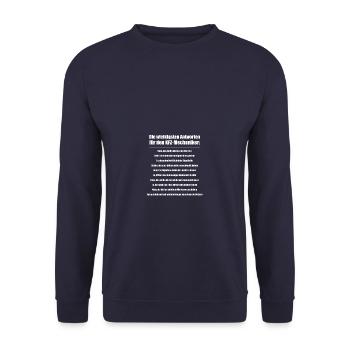Antworten KFZ Mechaniker KFZ Mechatroniker - Unisex Pullover - Navy - Vorne - Alina (178cm) & Michal (187cm)