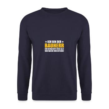Bauherr Notizen Bauleiter Richtfest - Unisex Pullover - Navy - Vorne - Alina (178cm) & Michal (187cm)