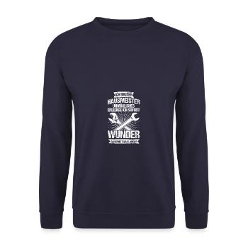 Ich bin der Hausmeister Hauswart - Unisex Pullover - Navy - Vorne - Alina (178cm) & Michal (187cm)