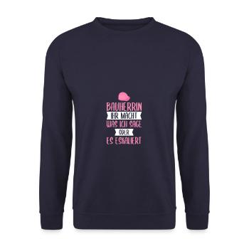 Bauherrin Richtfest Hausbau - Unisex Pullover - Navy - Vorne - Alina (178cm) & Michal (187cm)