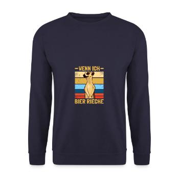 Wenn ich Bier rieche Biertrinker Sauf - Unisex Pullover - Navy - Vorne - Alina (178cm) & Michal (187cm)